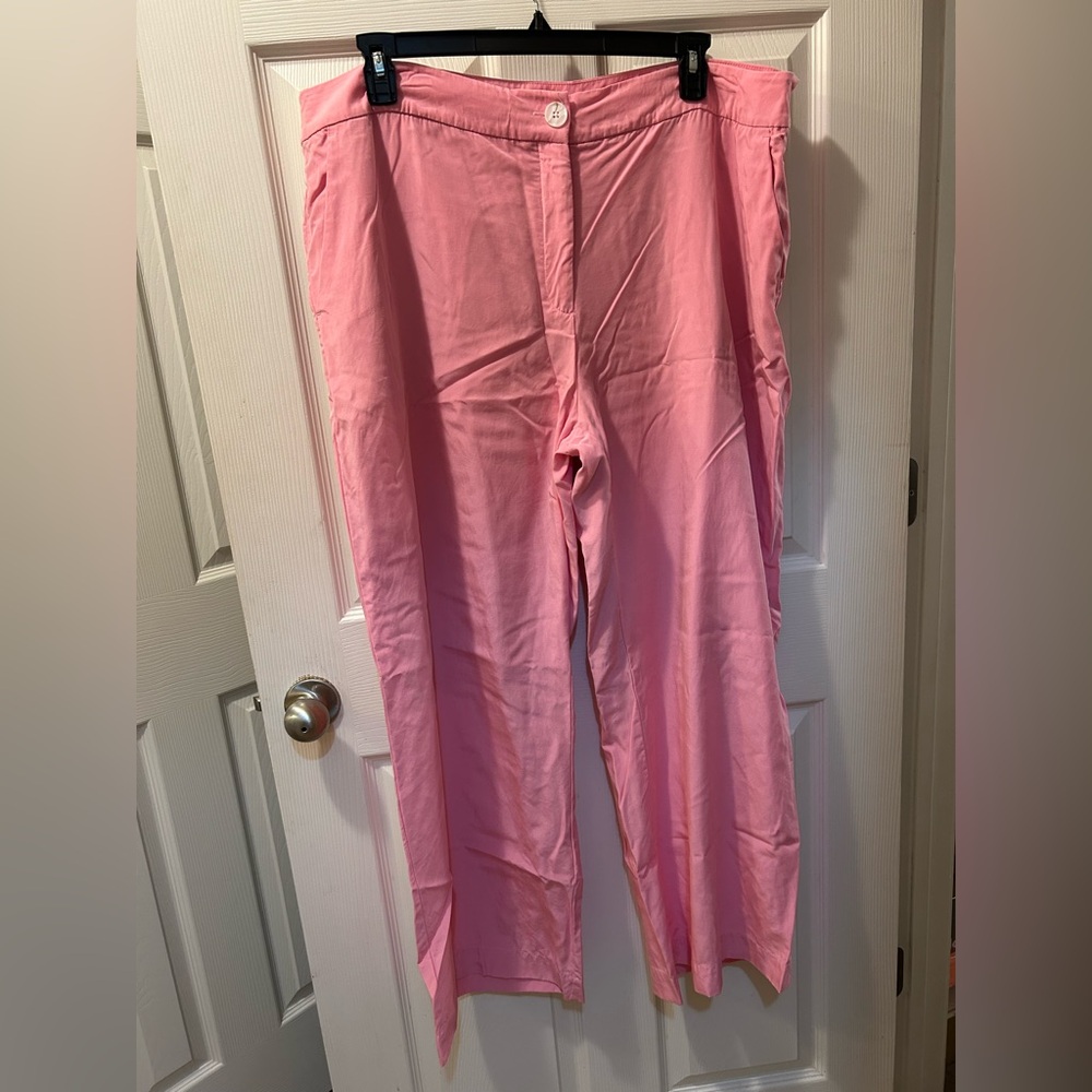 Estelle 3X Pink Casual Wide Leg Pants 2 Side Pockets 29 Inch Inseam NWT